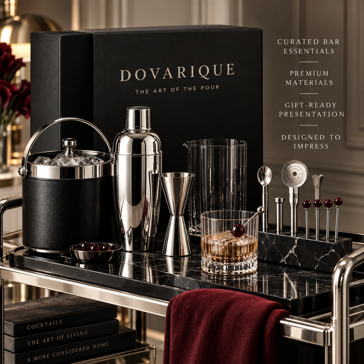 Dovarique®| Maison Bar Cart Set
